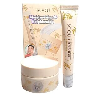 SOQU Cleansing Duo Set, Moisturizing & Brightening, Rice Eye Cream + Cream